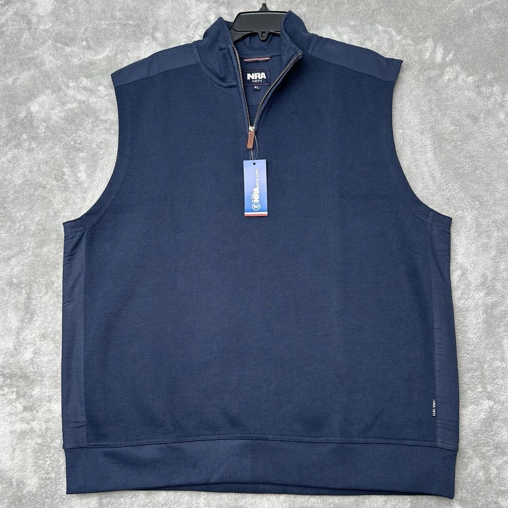 NRA Navy Blue Sleeveless Quarter Zip Vest Men's Saratoga 1/4 Zip Vest Size XL